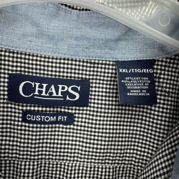 Chaps Custom Fit  Mens Size XXL gray Gingham Button-Down Shirt Short Sleeve - Picture 3 of 7